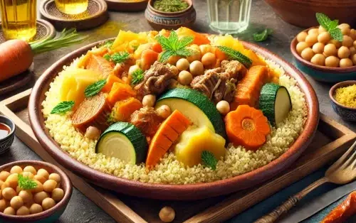 Couscous traditionnel avec semoule légère et légumes