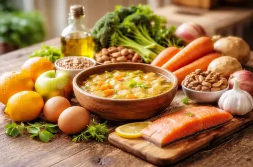 alimentation hivernale saine avec fruits légumes et aliments riches pour l’hiver